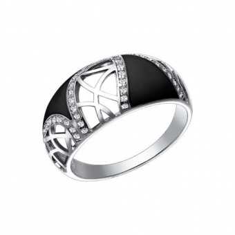 Кольцо из серебра вставка Фианиты, Эмаль SOKOLOV 94011035